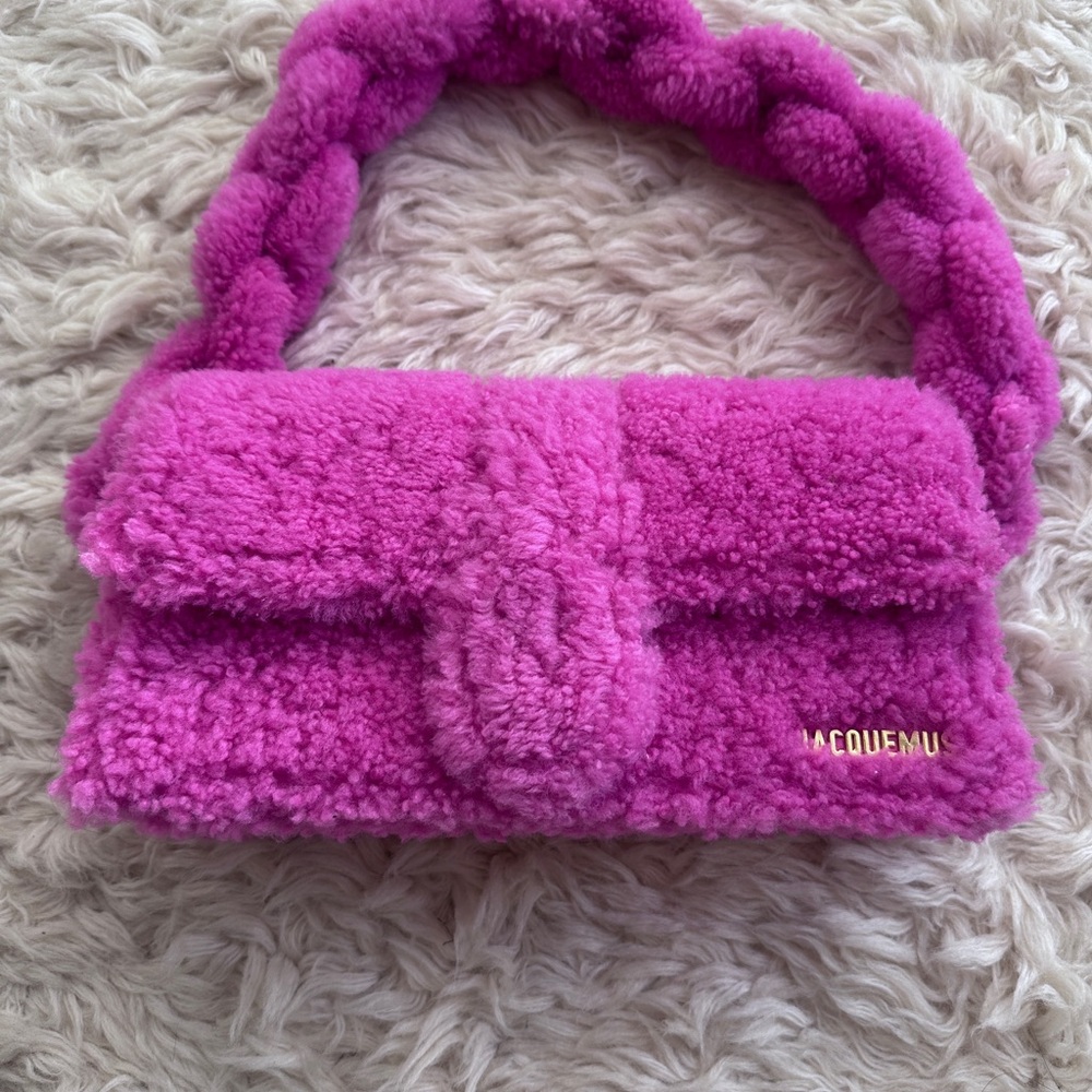 Jacquemus Pink Plush Bag with Braided Handle. BRAND NEW